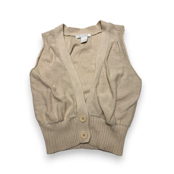 Y2K Charlotte Russe Beige Sleeveless Button-Up Knit Sweater Vest Size Medium - Picture 2 of 6